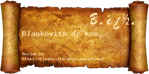 Blaskovits Ákos névjegykártya